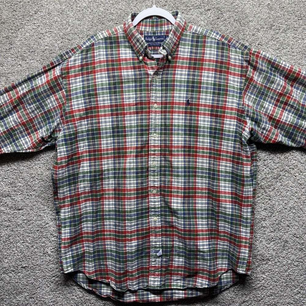Vintage Y2K Polo Ralph Lauren The Big Shirt Mens Large Plaid Flannel Button Down